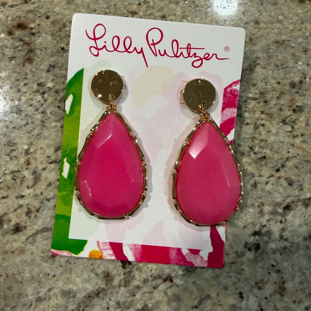 Lilly Pulitzer Vibrant Pink Teardrop Earrings